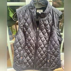 Croft & Barrow Black Quilted Vest with Stand-Up Collar